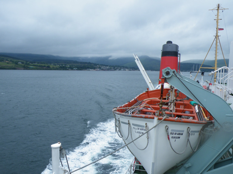 CalMac&#039;s Ardrossan-Campbeltown ferry to stop at Arran on peak days in timetable shake-up. Above Afloat&#039;s starboard side scene of Isle of Arran departing Brodick, Arran when bound for the Mull of Kintyre 