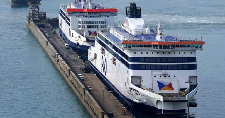 The (detained) P&O Ferries vessel Spirit of Britain (right) moored at the Port of Dover today following its two day MCA reinspection. Afloat adds astern is moored Pride of Canterbury while nearby 'Darwin' class twin Pride of Kent remains detained. The North Channel route to Cairnryan, AFLOAT highlights that European Causeway, previously detained, has returned to service since Sunday 10th April for both freight and tourist customers, though according to P&O a full service is not currently operational.