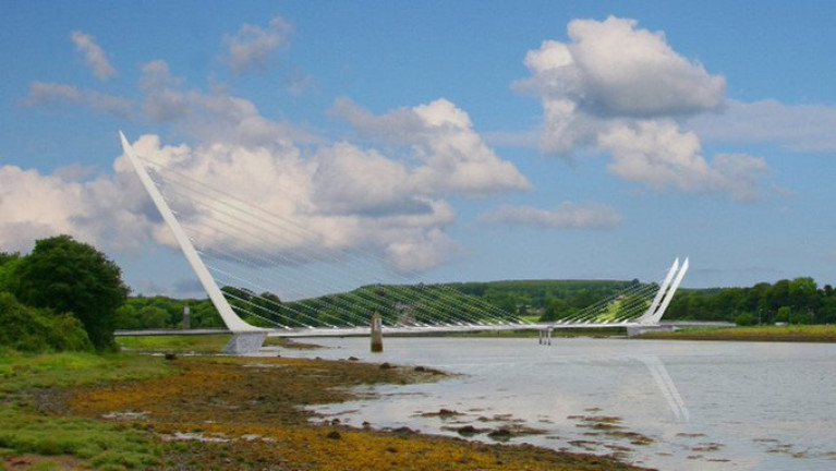 New Cross Border Bridge Project: Planning permission is in place for a 280-metre cable-stayed bridge, anchored by two towers at either end, for car and cycle traffic. to link counties Louth and Down.