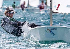 Rocco Wright racing towards a silver medal in the Bahamas last week
