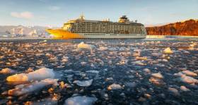 The World cruising through Antarctic ice this past week