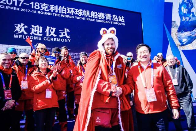 HotelPlanner.com skipper Conall Morrison at the Qingdao Welcome Ceremony
