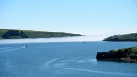 A bank of sea fog at the mouth of Kinsale Harbour today