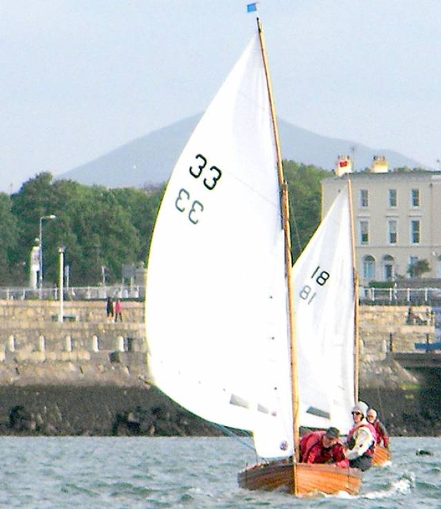 Water Wag Eva II (33) leads Good Hope (18) in Wednesday's third and final race of the first mini-series at Dun Laoghaire