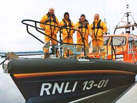 Wicklow lifeboat crew on the relief Shannon lifeboat Jock and Annie Slater, which arrives on Sunday 24 February