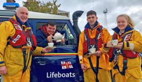 Larne lifeboat volunteers will raise a cuppa for Macmillan later this month