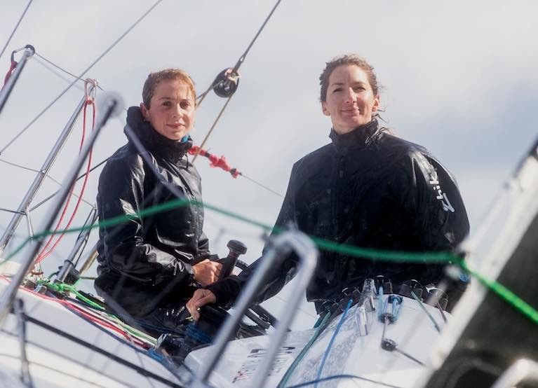 Catherine Hunt and Pamela Lee of Greystones aboard Iarracht Maigeanta. Their new double-handed Round Ireland Time has added significance when set in the full historic framework