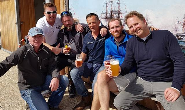 The crew of Conor Fogerty's yacht BAM from Howth Yacht Club enjoying their latest European/RORC adventure