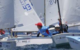 Optimists racing in Villamoura. See video below that includes top Irish sailor Tom Higgins